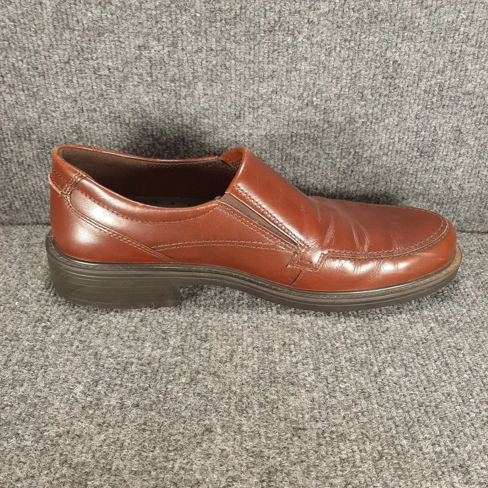 ECCO MEN'S HELSINKI Size 9.5/43 Brown Leather Slip On Dress Loafer Nice